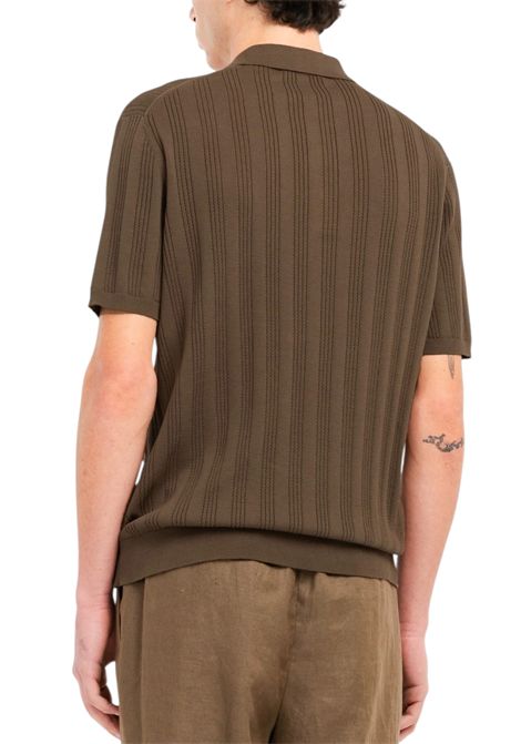 polo punto riga verticale traforato in cotone marrone MANUEL RITZ | Polo | 4032M505 26331129